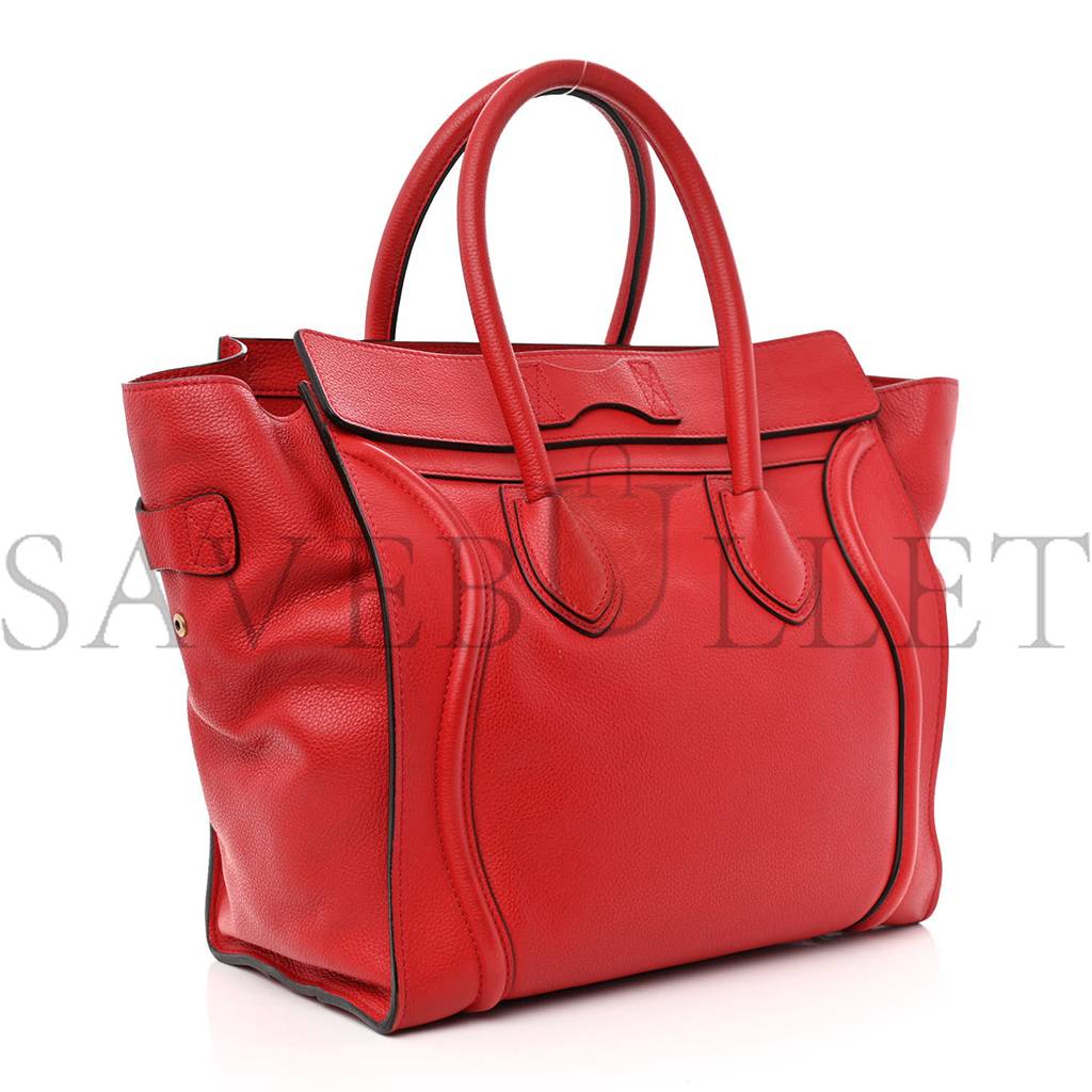 Ce**e drummed calfskin mini luggage coquelicot (32*30*18cm)