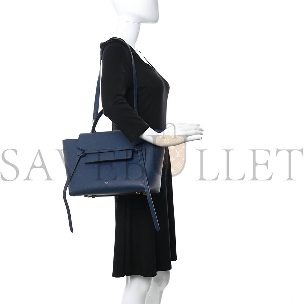 Ce**e grained calfskin mini belt bag deepsea (28*23*17cm)