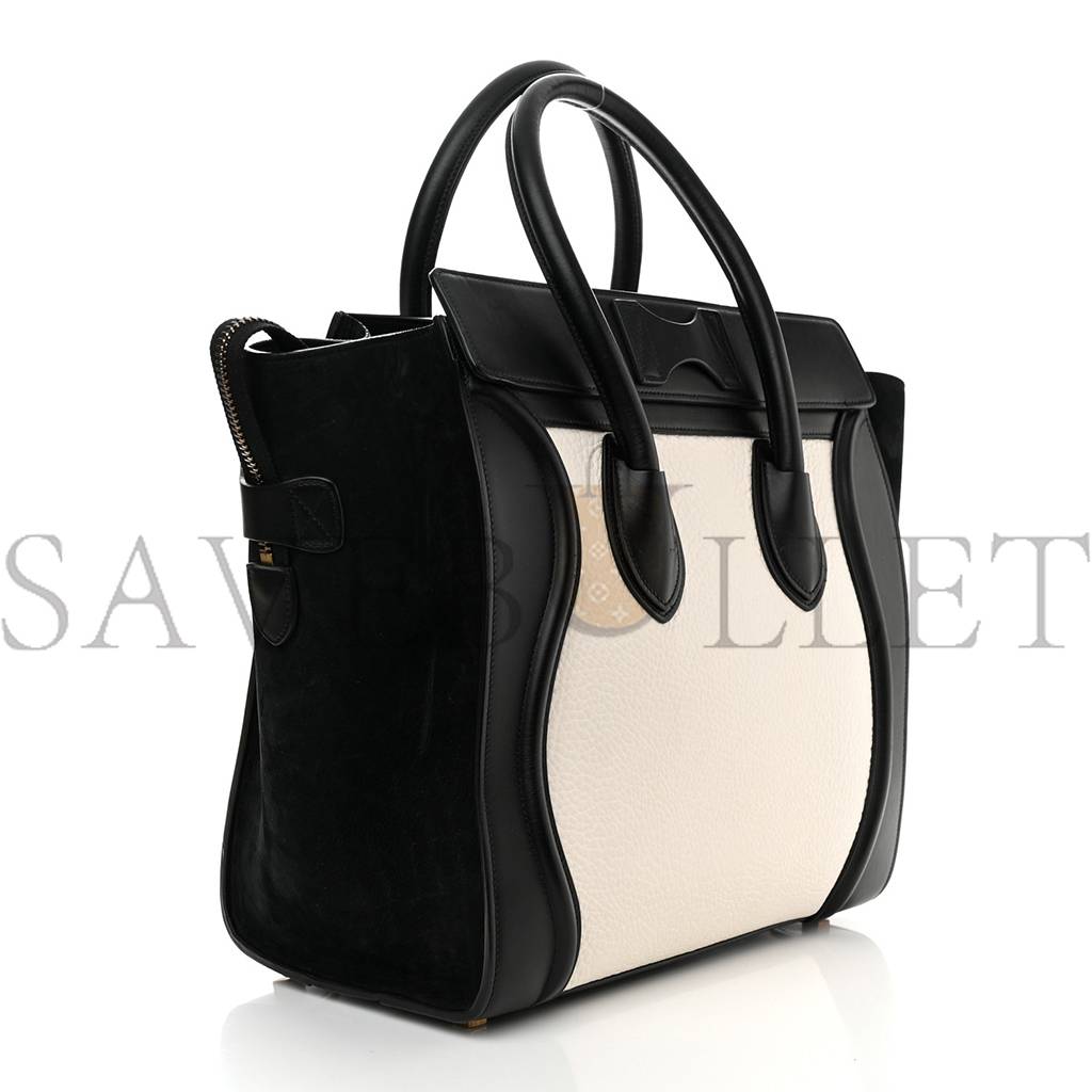 Ce**e bullhide calfskin mini bi-color luggage black white (34*30*17cm)