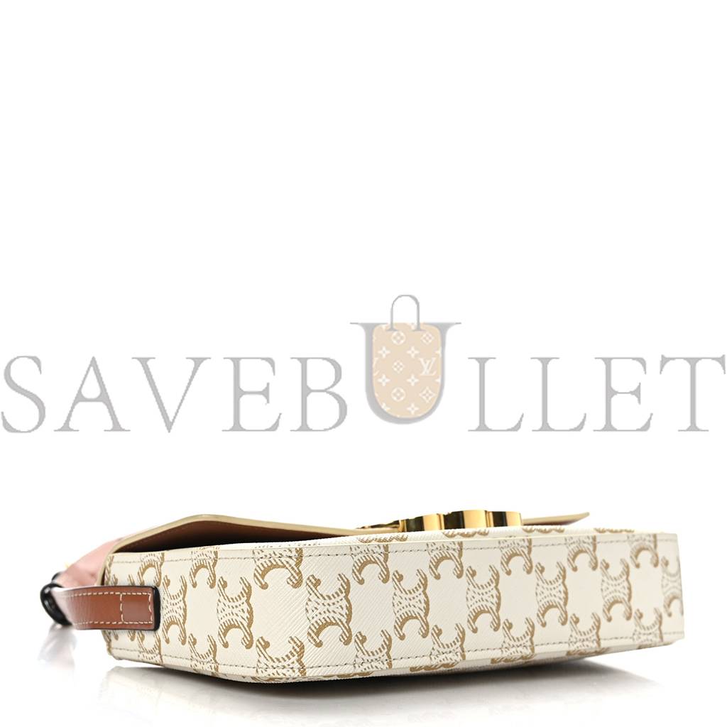 Ce**e canvas calfskin triomphe shoulder bag white (21*11*5cm)