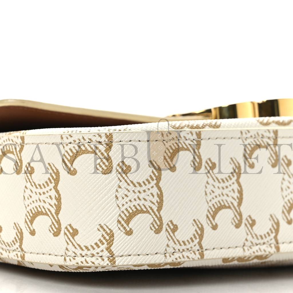 Ce**e canvas calfskin triomphe shoulder bag white (21*11*5cm)