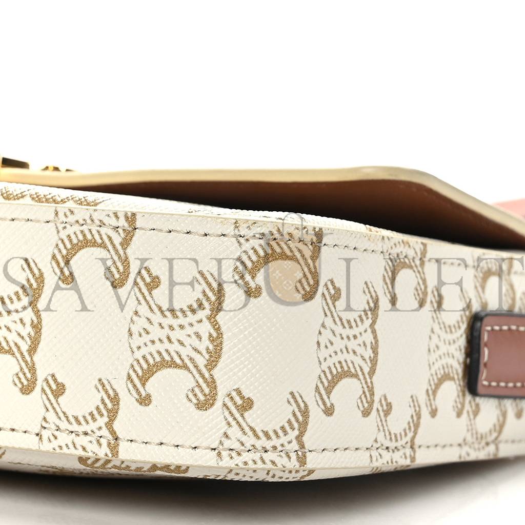 Ce**e canvas calfskin triomphe shoulder bag white (21*11*5cm)