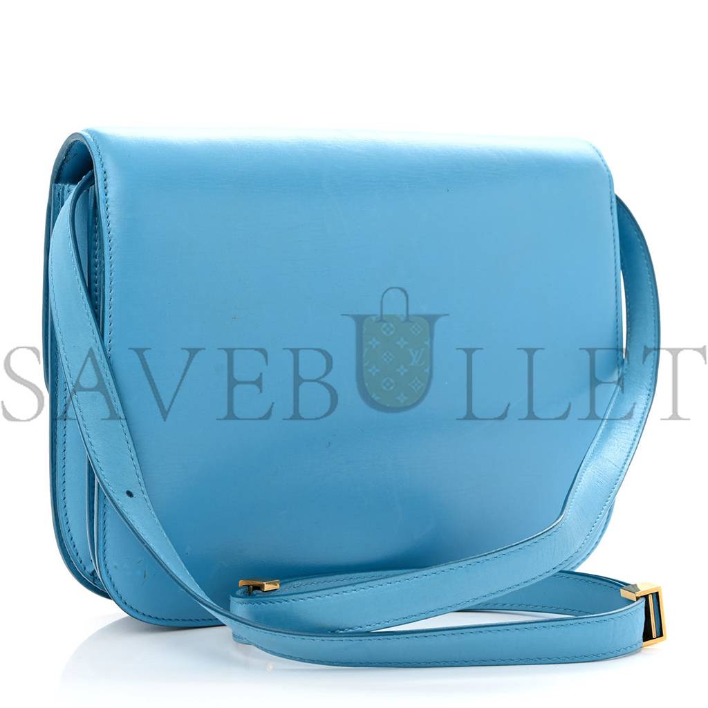 Ce**e box calfskin medium classic box flap bag blue (23*18*6cm)