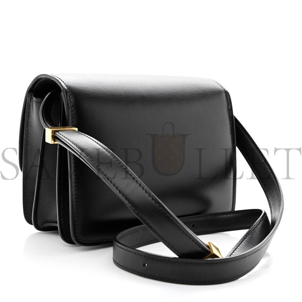 Ce**e box calfskin small classic box flap bag black (17*13*8cm)