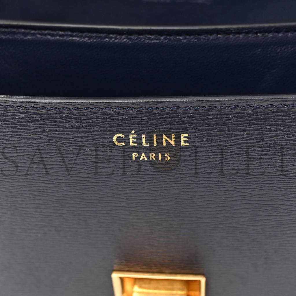 Ce**e liege calfskin medium classic box flap bag dark blue (23*18*6cm)