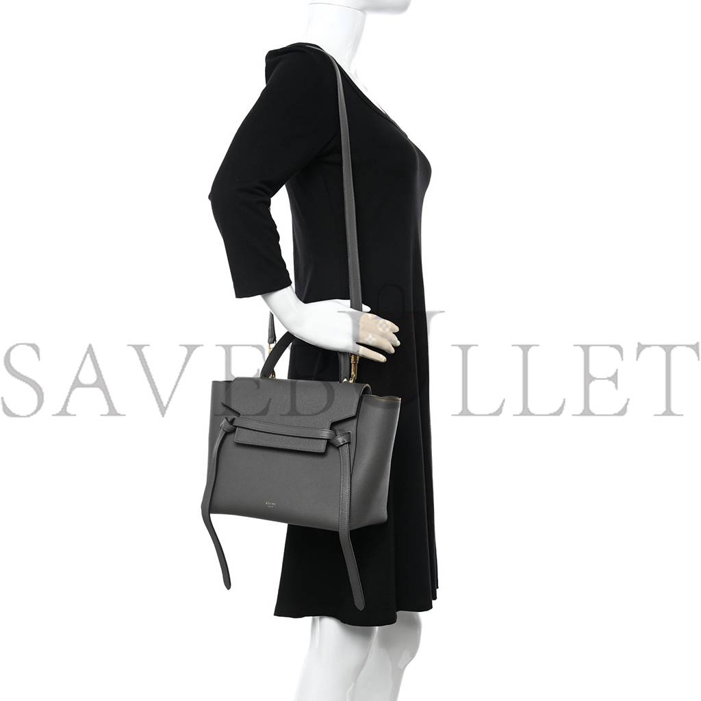 Ce**e baby grained calfskin micro belt bag grey (24*21*14cm)