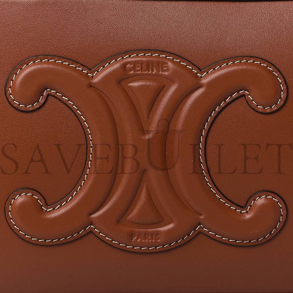 Ce**e smooth calfskin cuir triomphe camera shoulder bag tan (27*13*4cm)