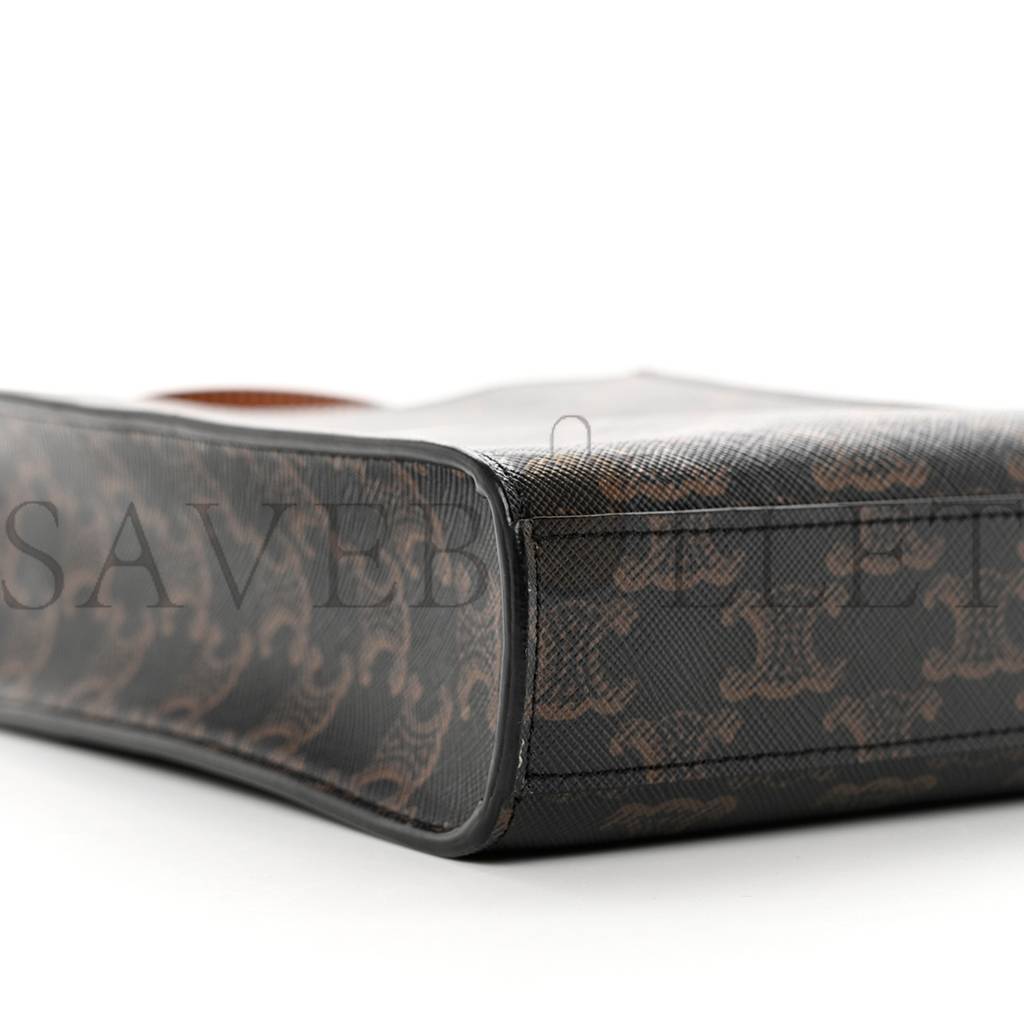 Ce**e triomphe canvas calfskin mini vertical cabas tan (25*20*17cm)