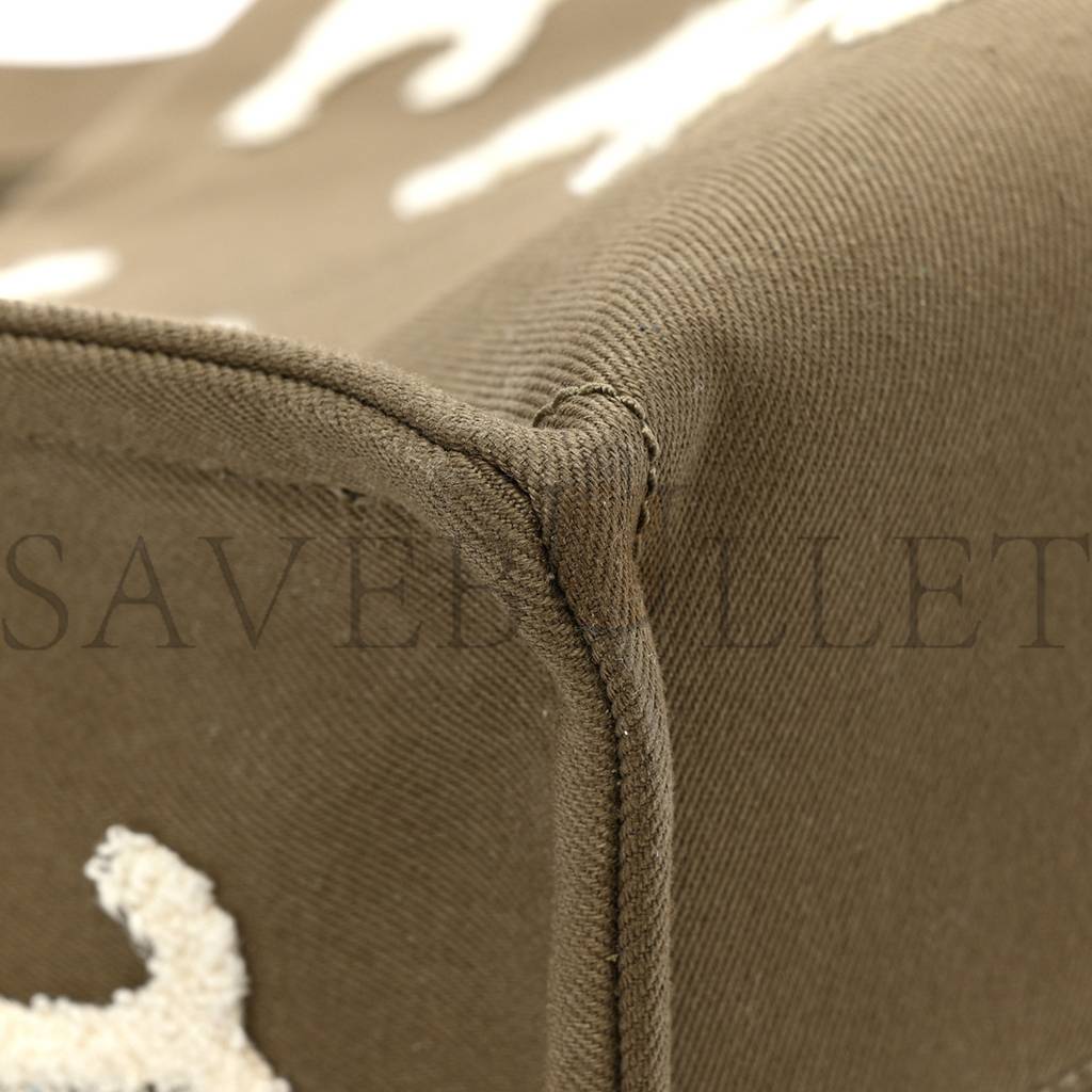 Ce**e canvas calfskin embroidered triomphe large cabas thais khaki tan (41*29*17cm)