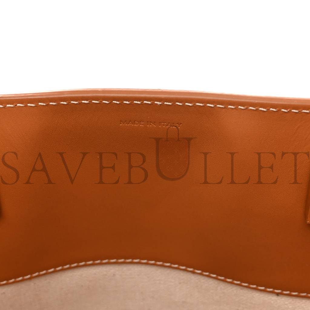 Ce**e canvas calfskin logo print small vertical cabas natural tan (33*28*8cm)