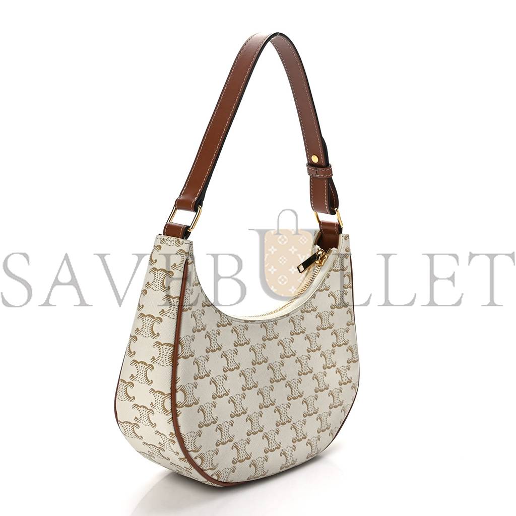 Ce**e canvas calfskin ava triomphe shoulder bag white (24*13*7cm)