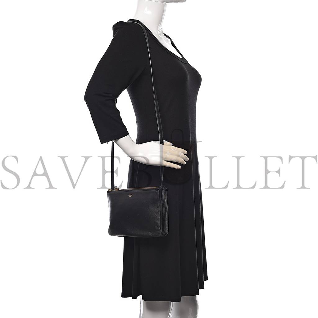Ce**e lambskin small trio crossbody bag black (22*14*4cm)