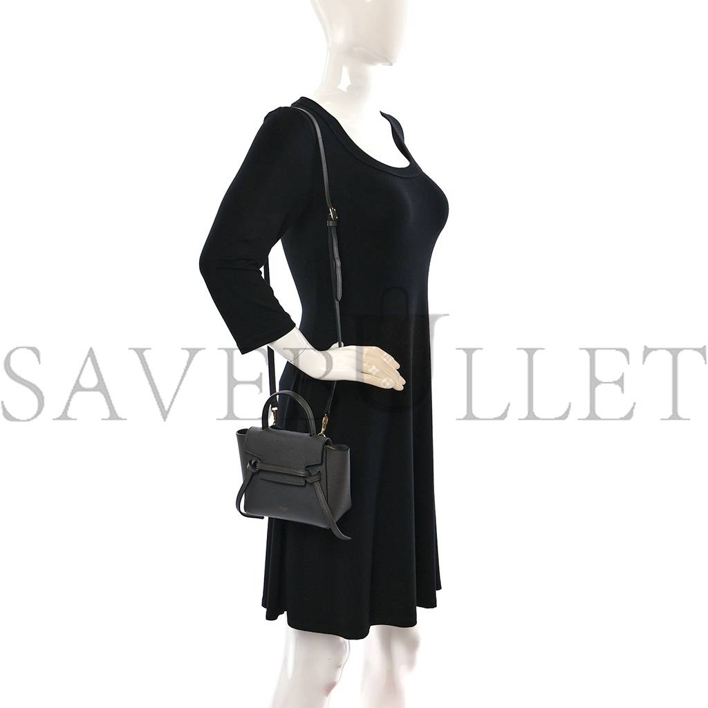 Ce**e grained calfskin pico belt bag grey (16*15*8cm)