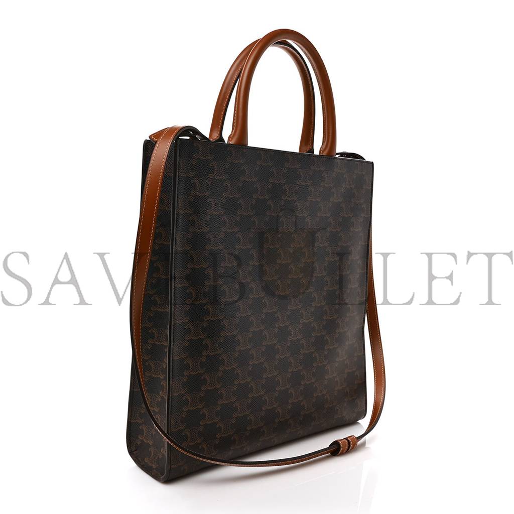 Ce**e triomphe canvas calfskin small vertical cabas tan (32*29*8cm)