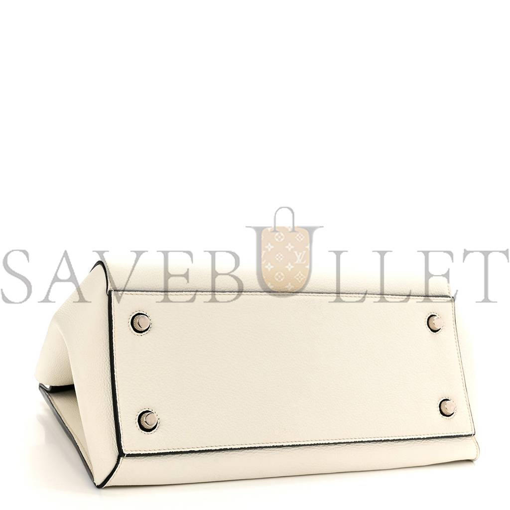 Ce**e grained calfskin medium edge shoulder bag white (34*25*17cm)