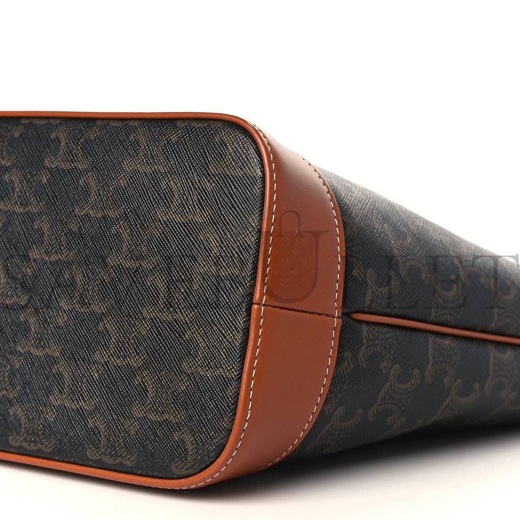 Ce**e triomphe canvas calfskin small bucket bag tan (22*18*13cm)