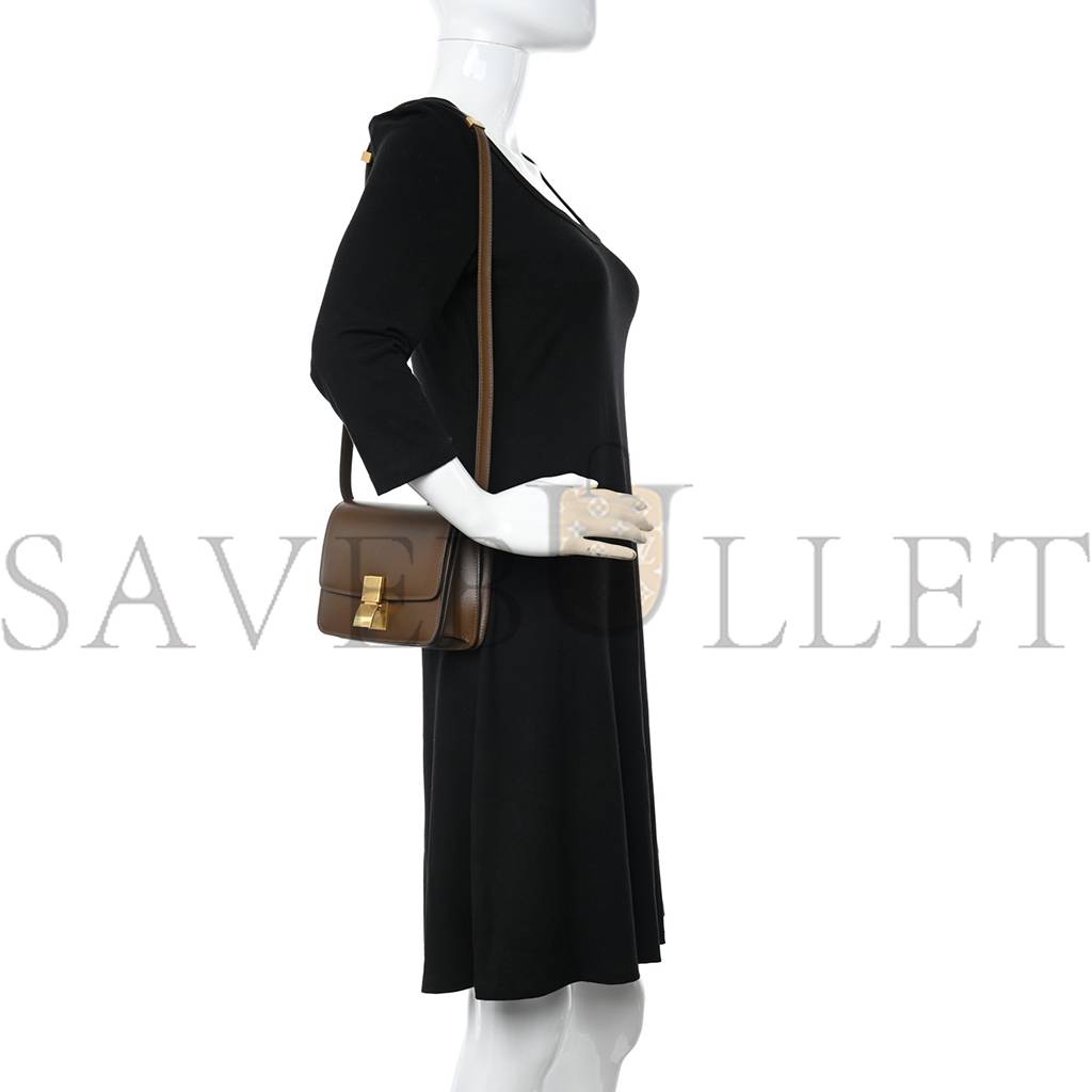 Ce**e smooth calfskin small classic box flap bag camel (17*14*6cm)