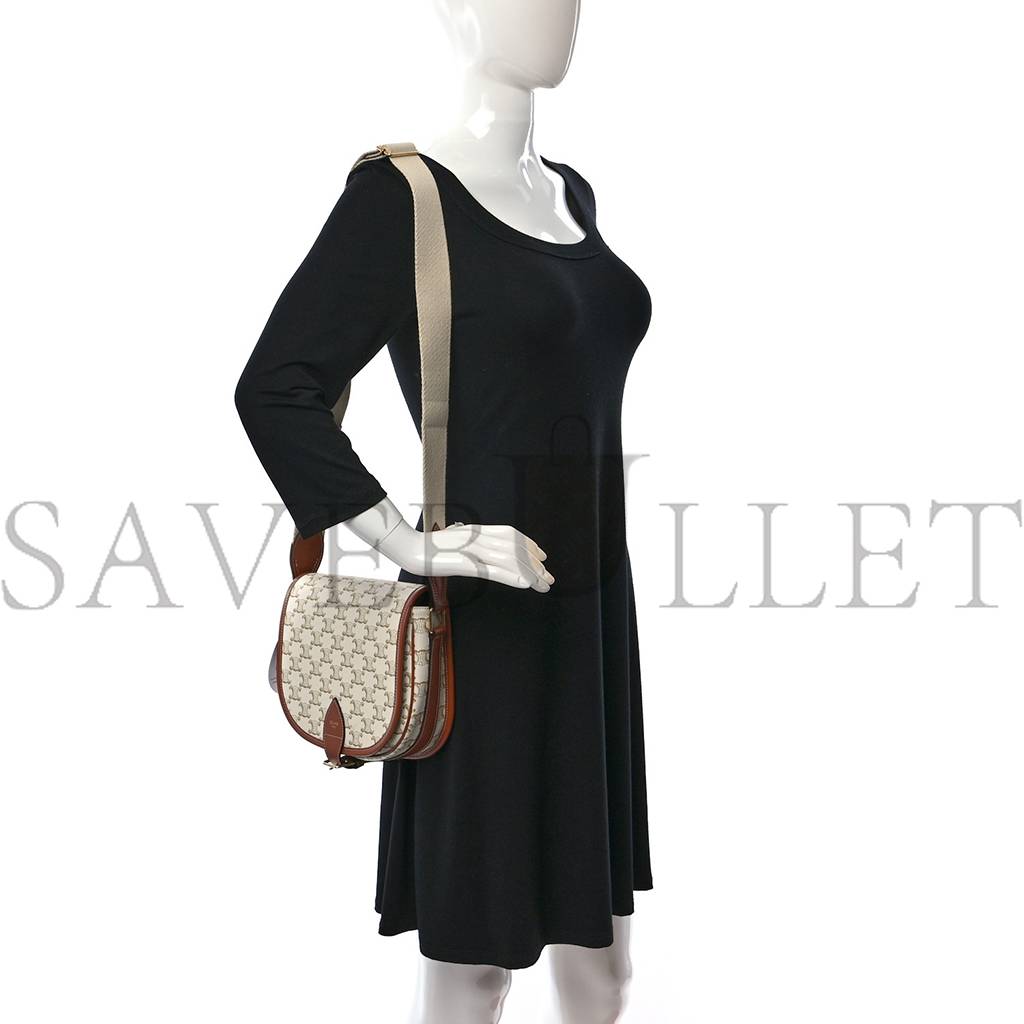 Ce**e triomphe canvas large strap folco bag white (23*18*7cm)