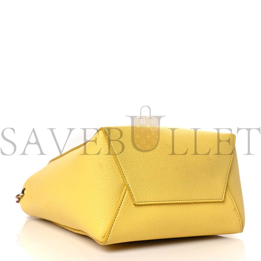 Ce**e soft grained calfskin small sangle bucket bag citron (24*18*12cm)