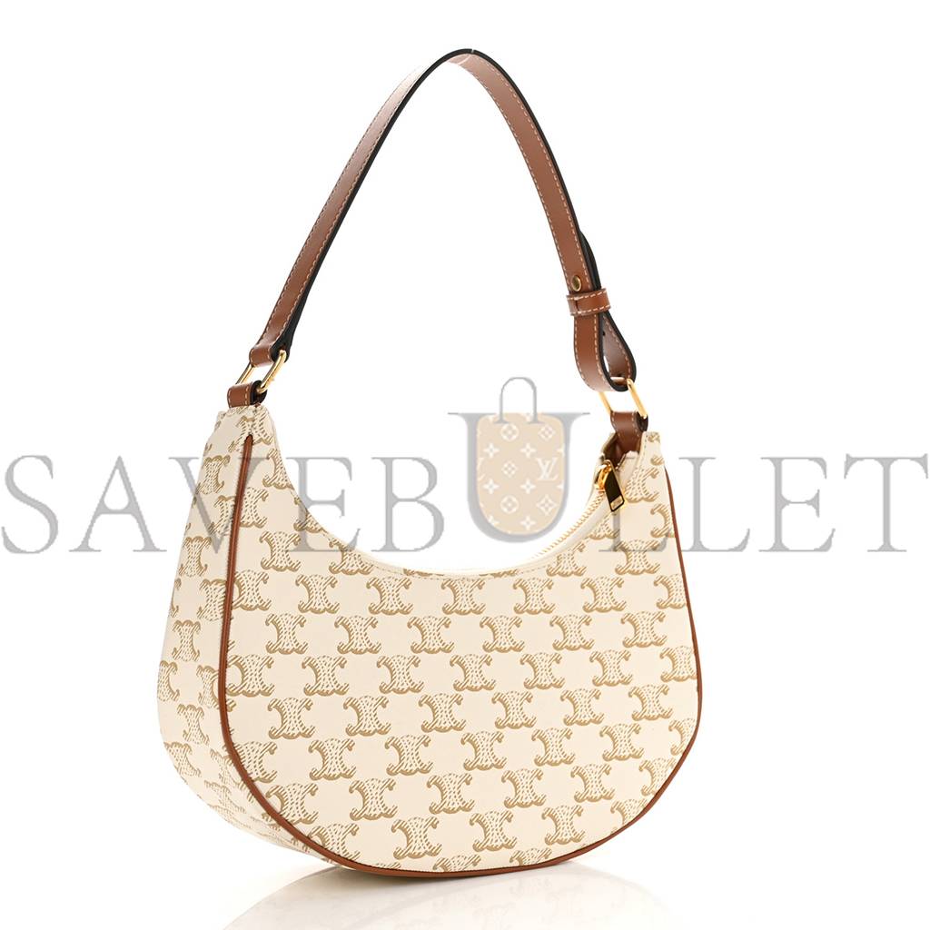 Ce**e canvas calfskin ava triomphe shoulder bag white (25*20*7cm)