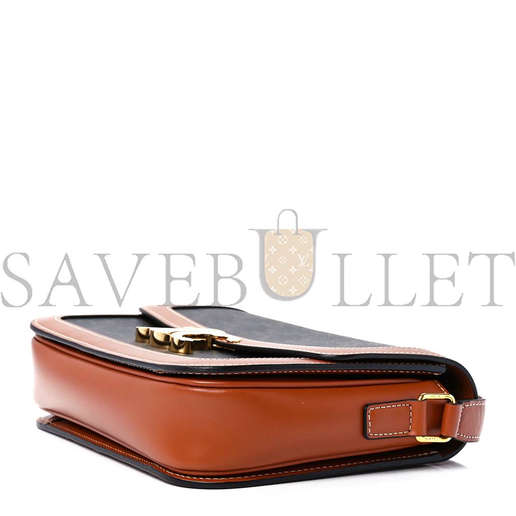 Ce**e triomphe canvas calfskin medium triomphe bag tan (22*15*6cm)