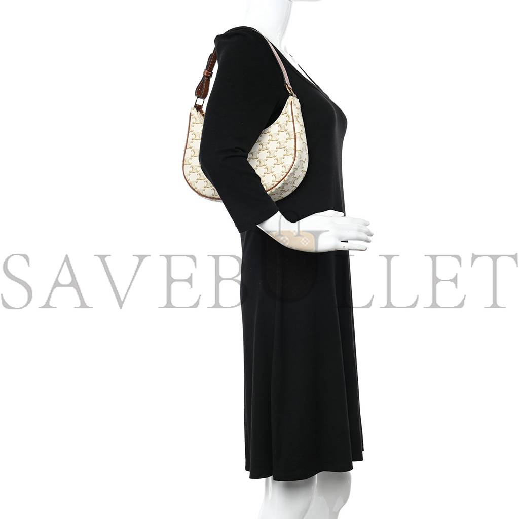 Ce**e canvas calfskin ava triomphe shoulder bag white (23*13*7cm)