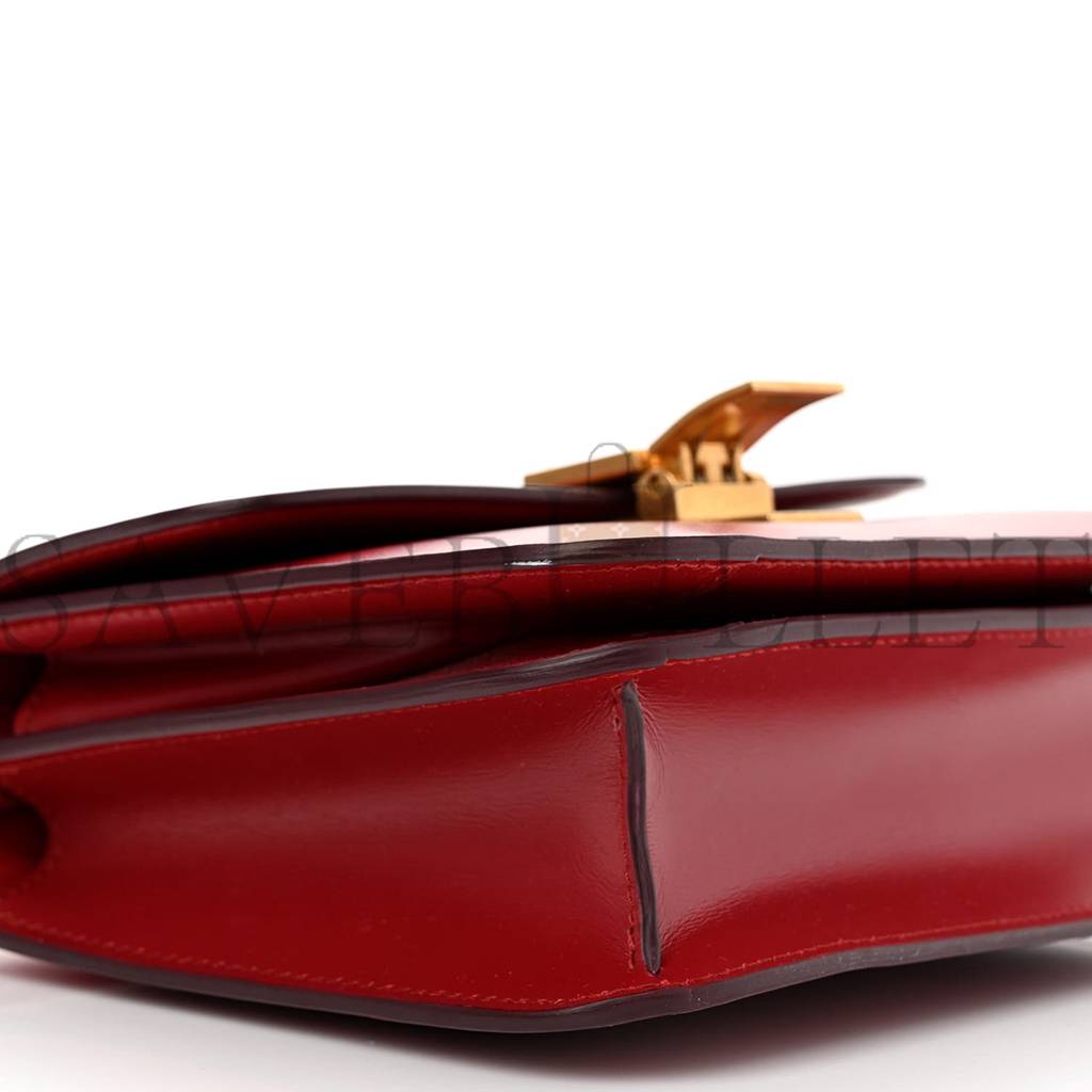 Ce**e box calfskin teen classic box flap bag red (18*15*6cm)