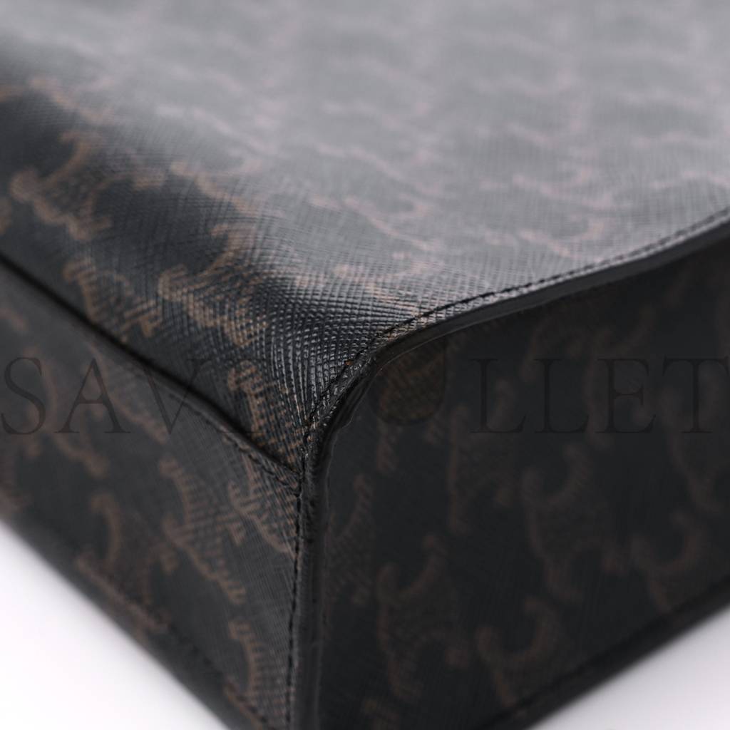 Ce**e triomphe canvas calfskin small vertical cabas tan (32*28*8cm)