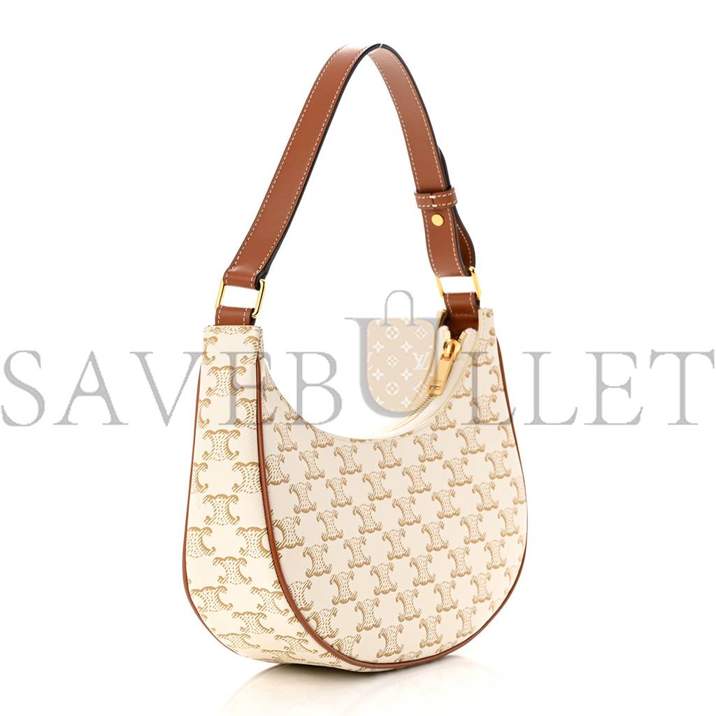 Ce**e canvas calfskin ava triomphe shoulder bag white (25*19*8cm)