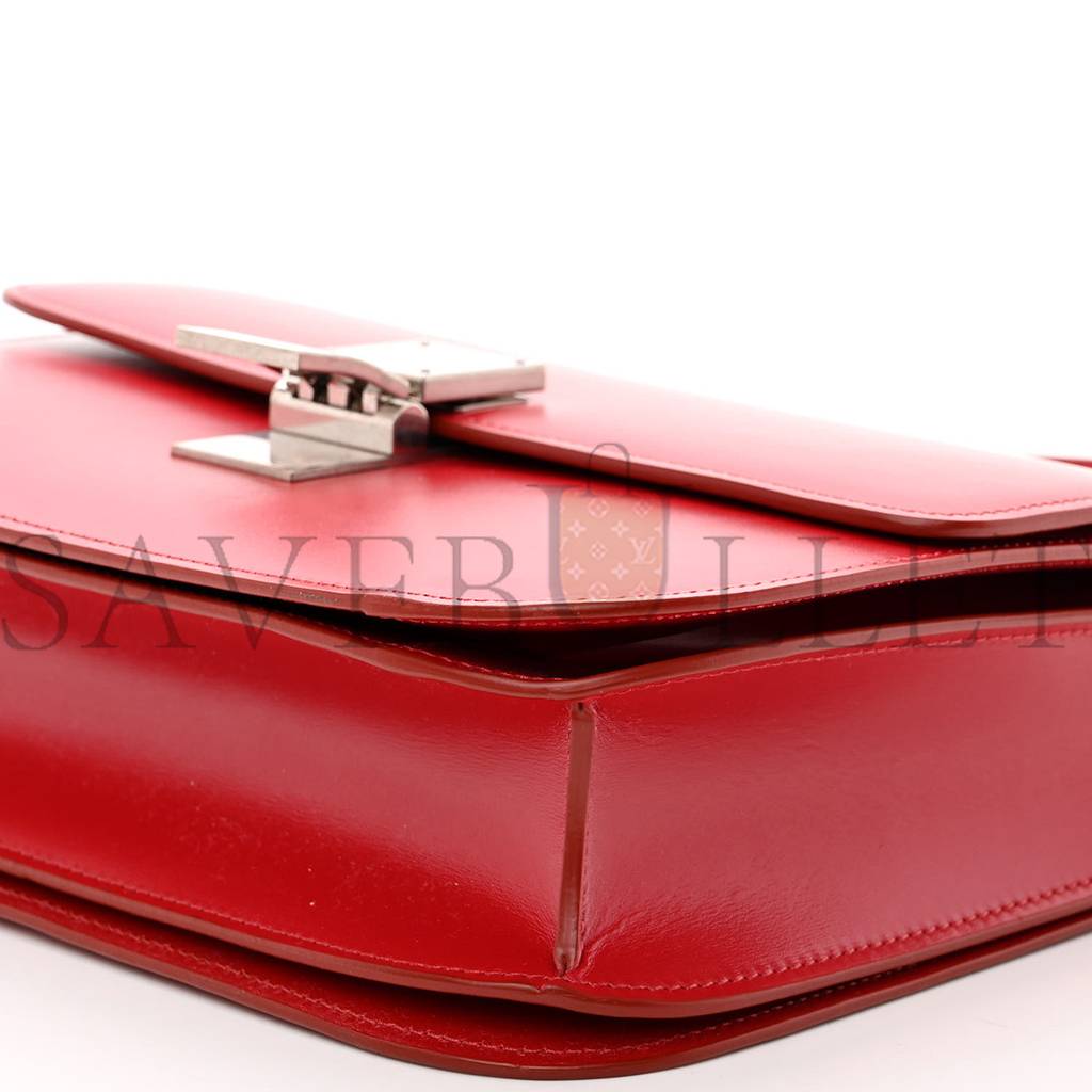 Ce**e box calfskin medium classic box flap bag red (23*18*6cm)