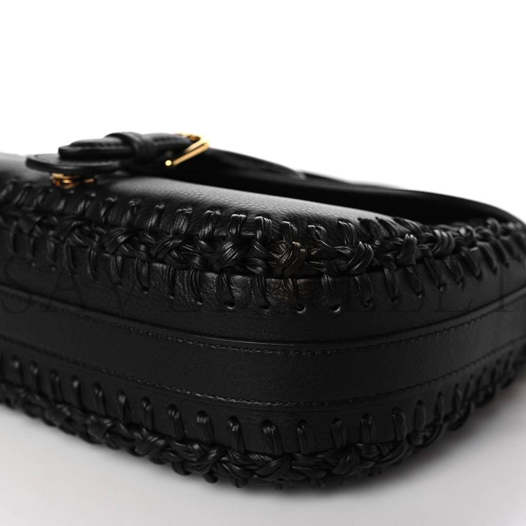 D*or grained calfskin medium whipstitched bobby bag black (21*18*5.7cm)