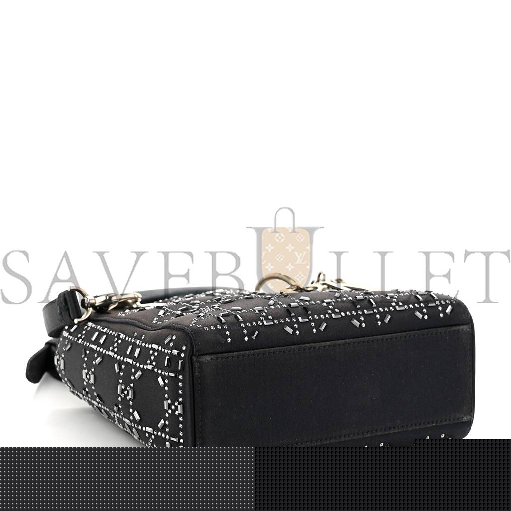 D*or satin crystal cannage mini lady D*or navy (17*14*7.6cm)