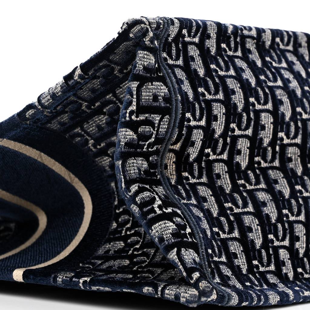 D*or oblique velvet medium book tote blue multicolor (36*27*16.5cm)