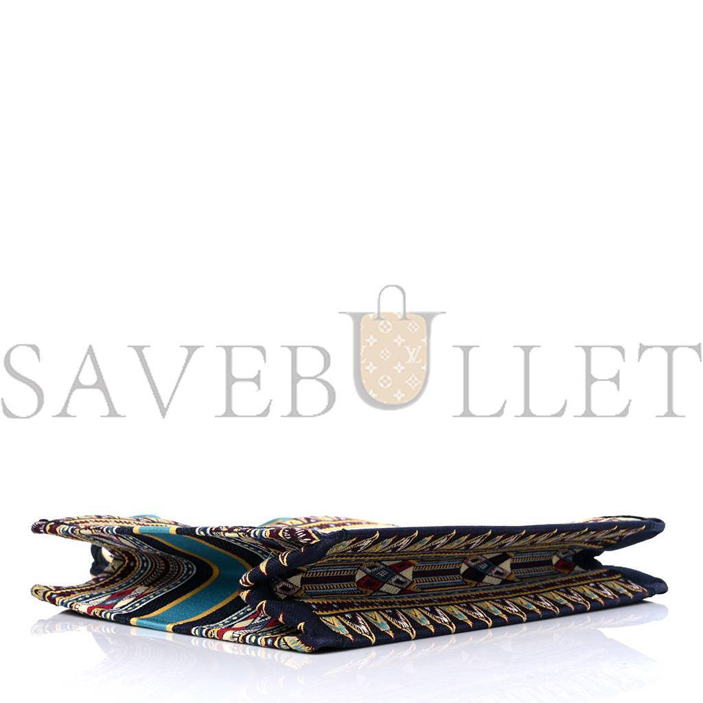 D*or canvas embroidered book tote blue multicolor (42*34*17.8cm)