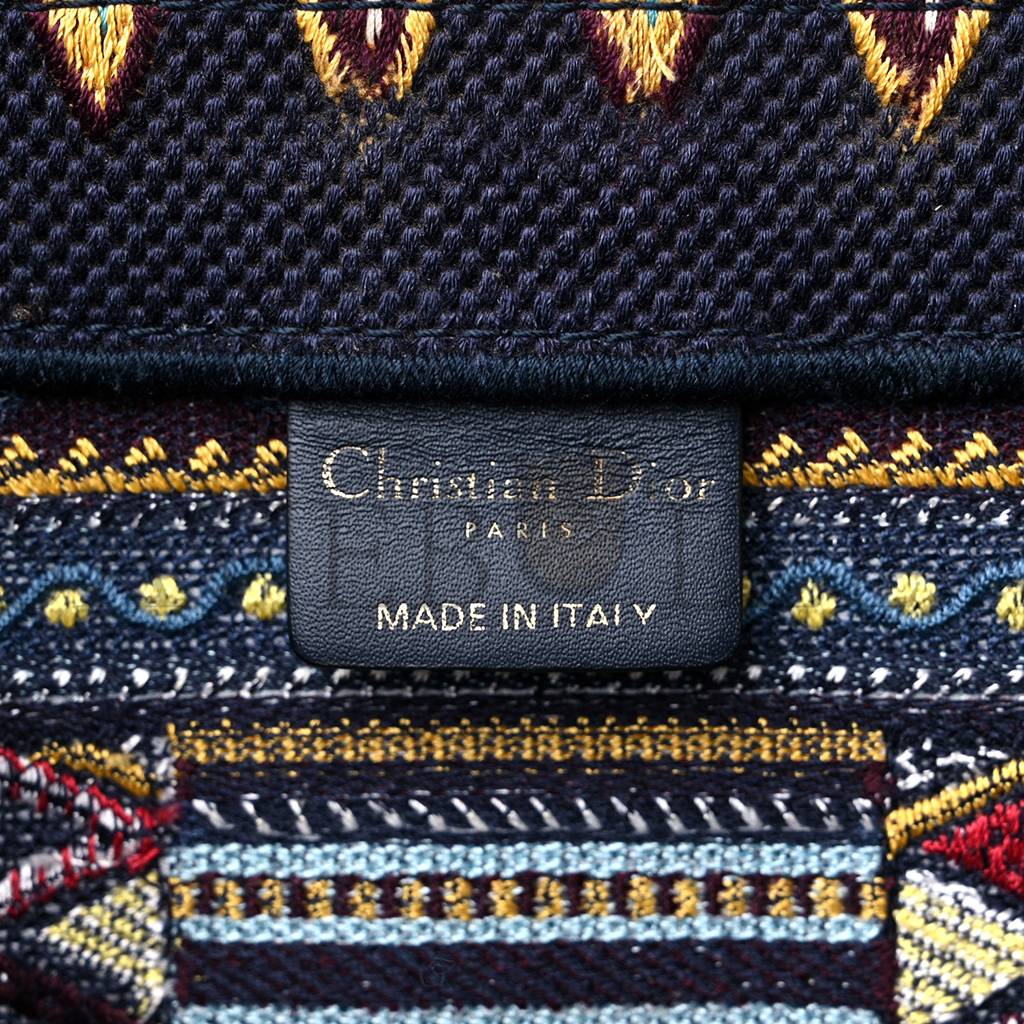 D*or canvas embroidered book tote blue multicolor (42*34*17.8cm)