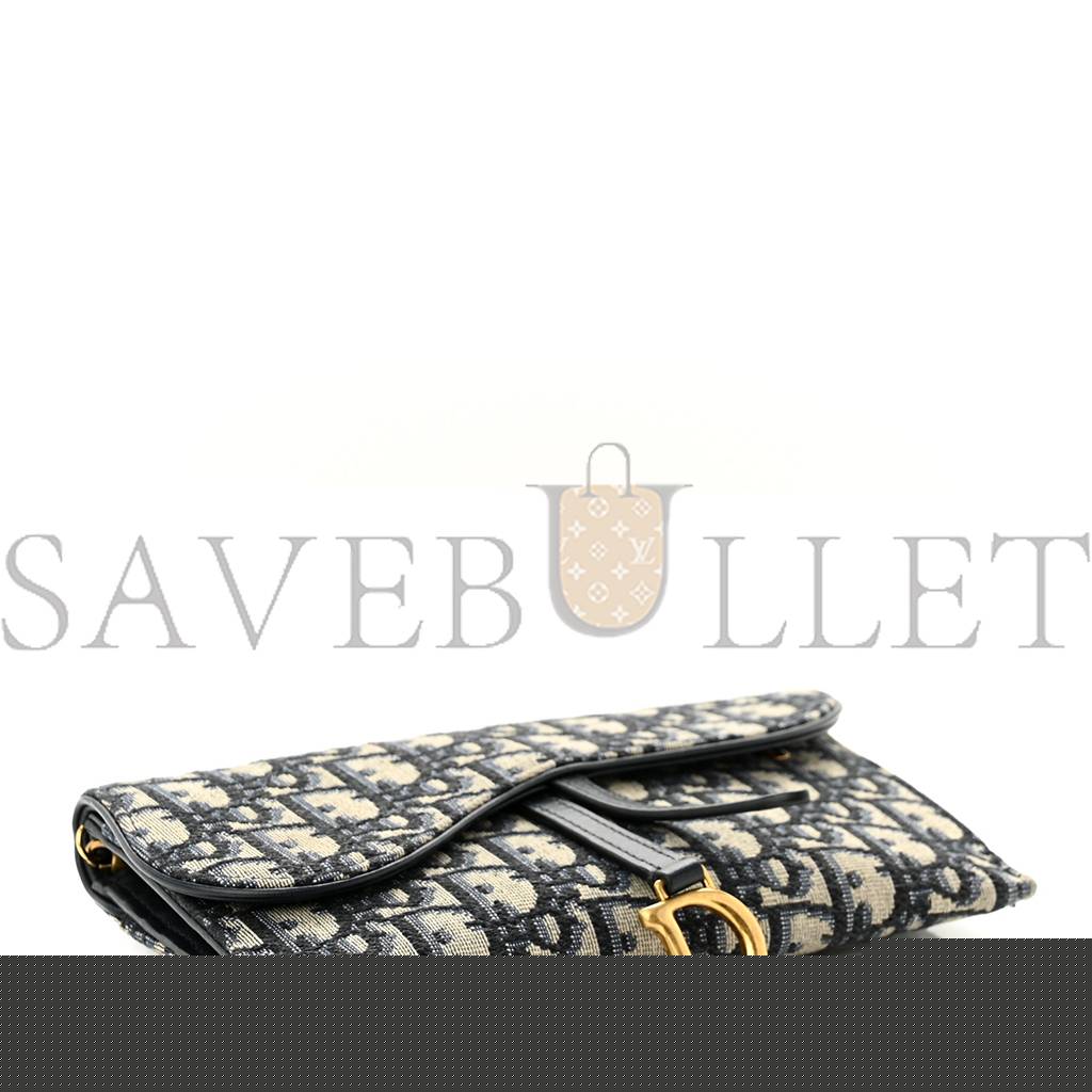 D*or oblique saddle chain wallet blue (19*12*1.9cm)
