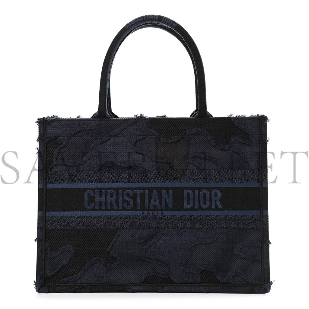 D*or canvas embroidered camouflage book tote blue (36*27*16.5cm)