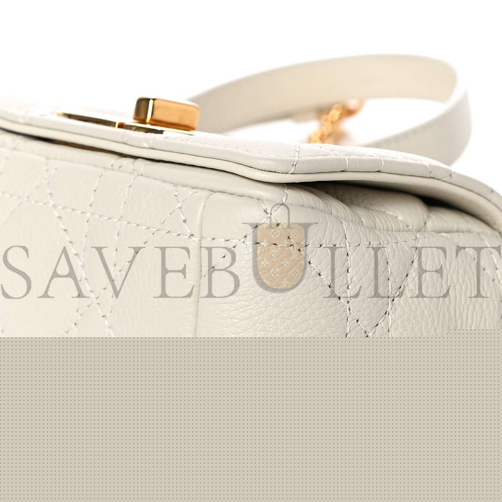 d*or S*pple calfskin cannage micro caro bag latte (13*8*5.7cm)