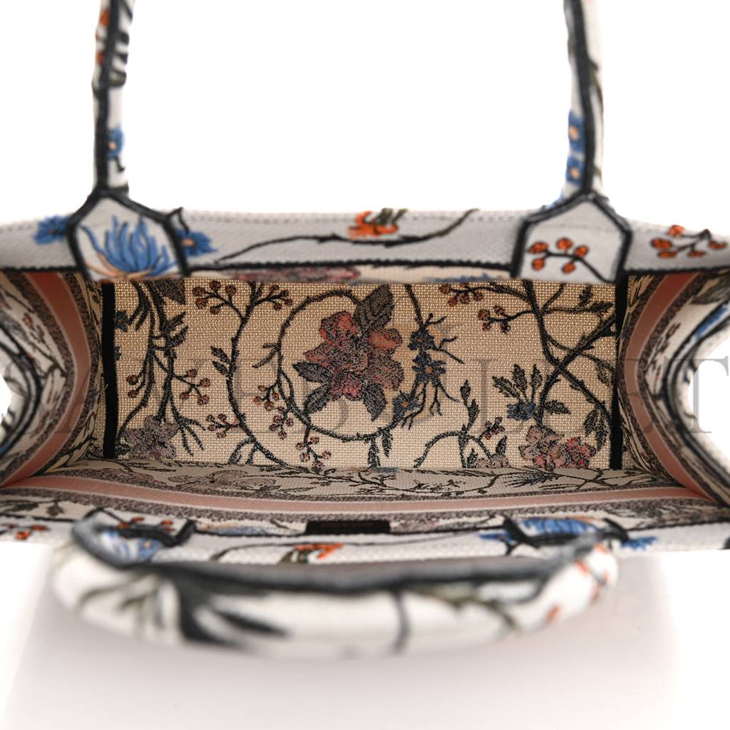 D*or canvas embroidered medium rosa mutabilis book tote multicolor (36*27*16.5cm)