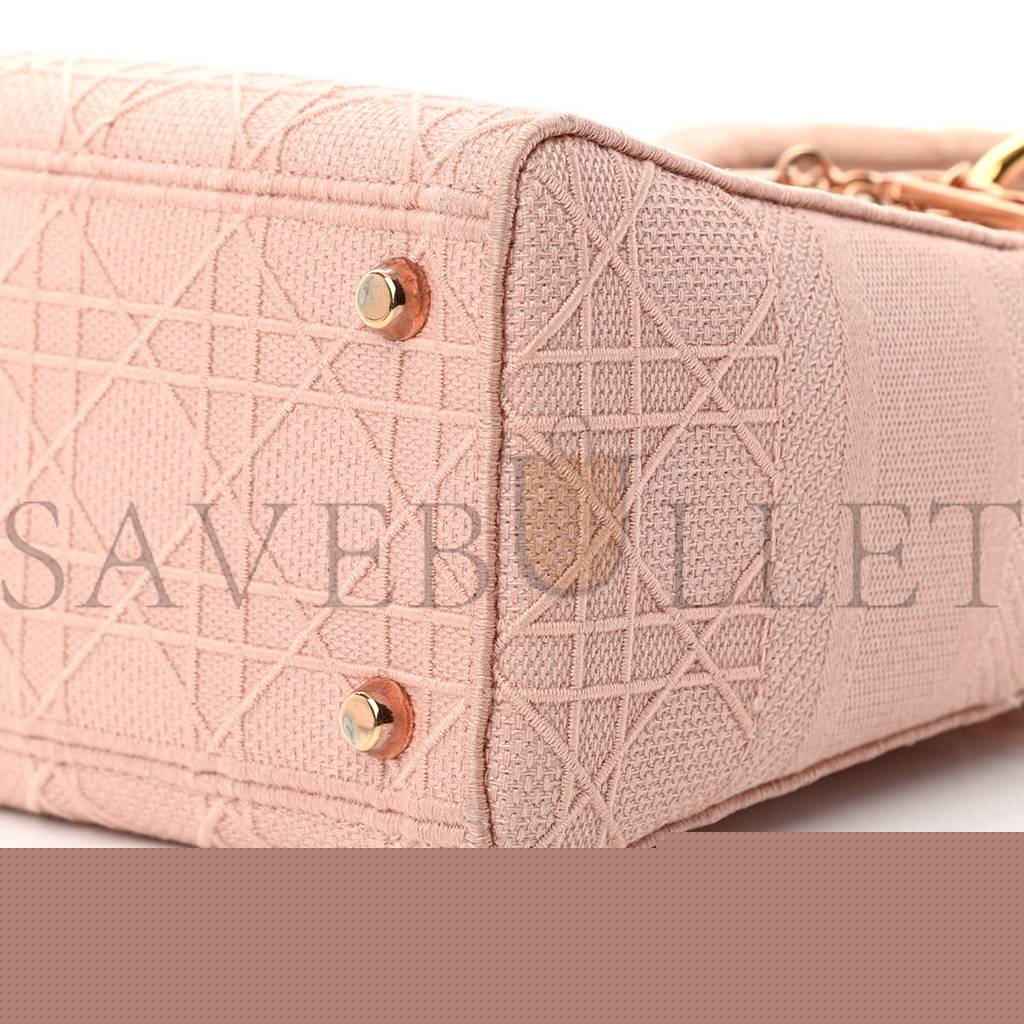 D*or canvas embroidered cannage medium lady d-lite pink (23*20*11.4cm)