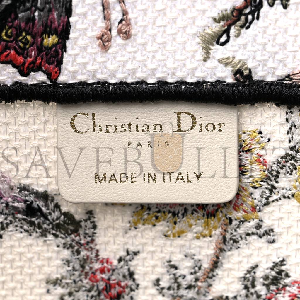 D*or canvas jardin botanique embroidered medium book tote multicolor (36*27*17.1cm)