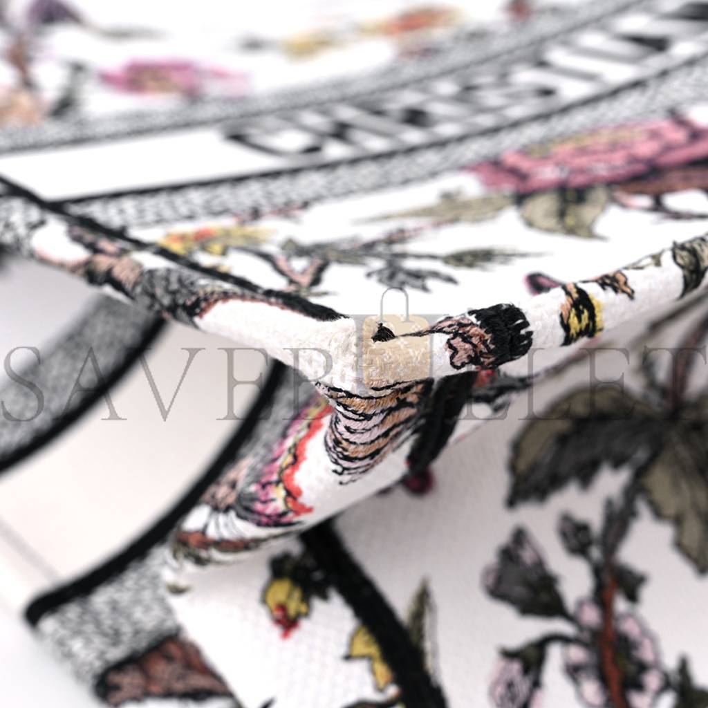 D*or canvas jardin botanique embroidered medium book tote multicolor (36*27*17.1cm)