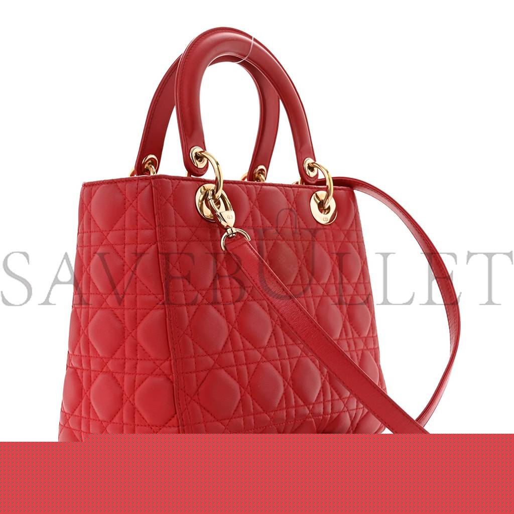 D*or lambskin cannage medium lady D*or red (23*20*12.1cm)