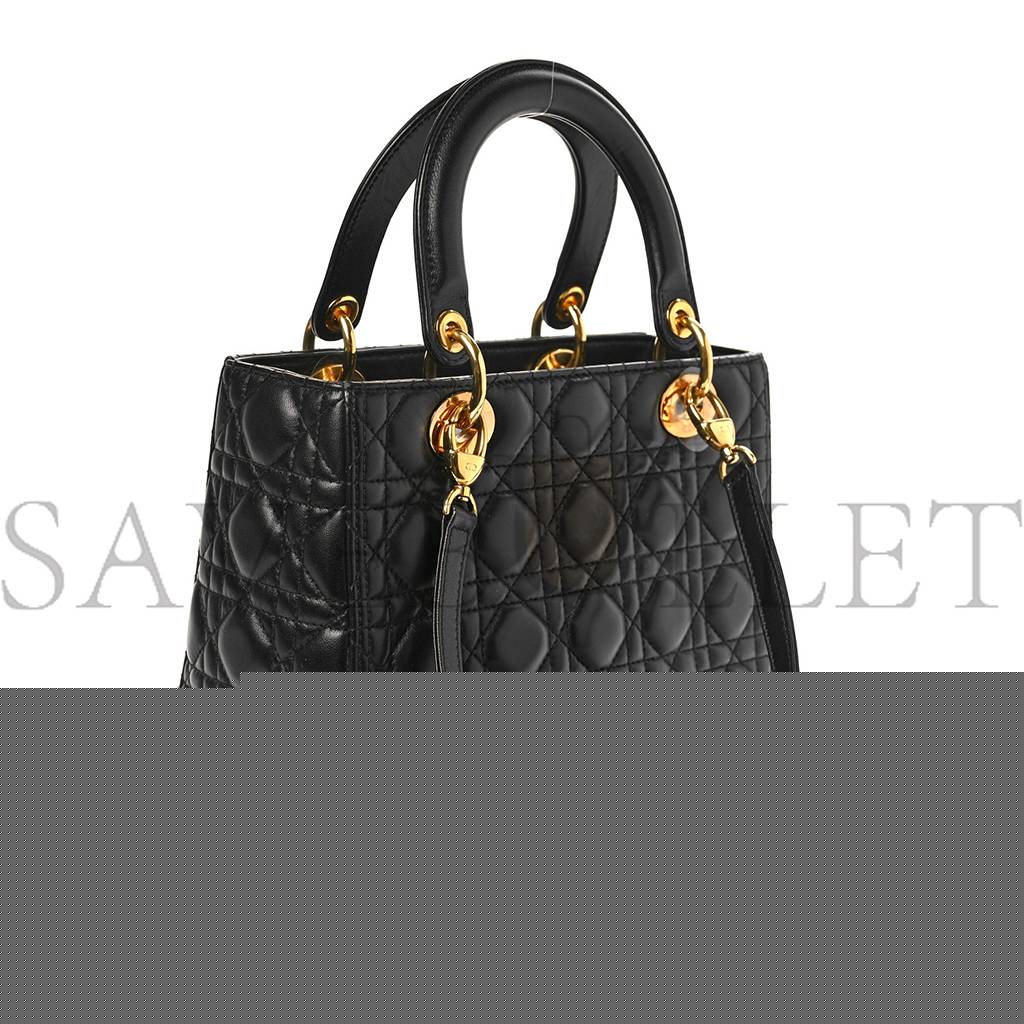 D*or lambskin cannage medium lady D*or black (23*20*12.7cm)
