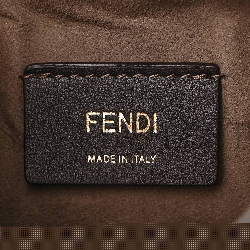 F**di vitello liberty f is F**di bi-color ff 1974 embossed mini mon tresor bucket bag maya black (18*12*10cm)