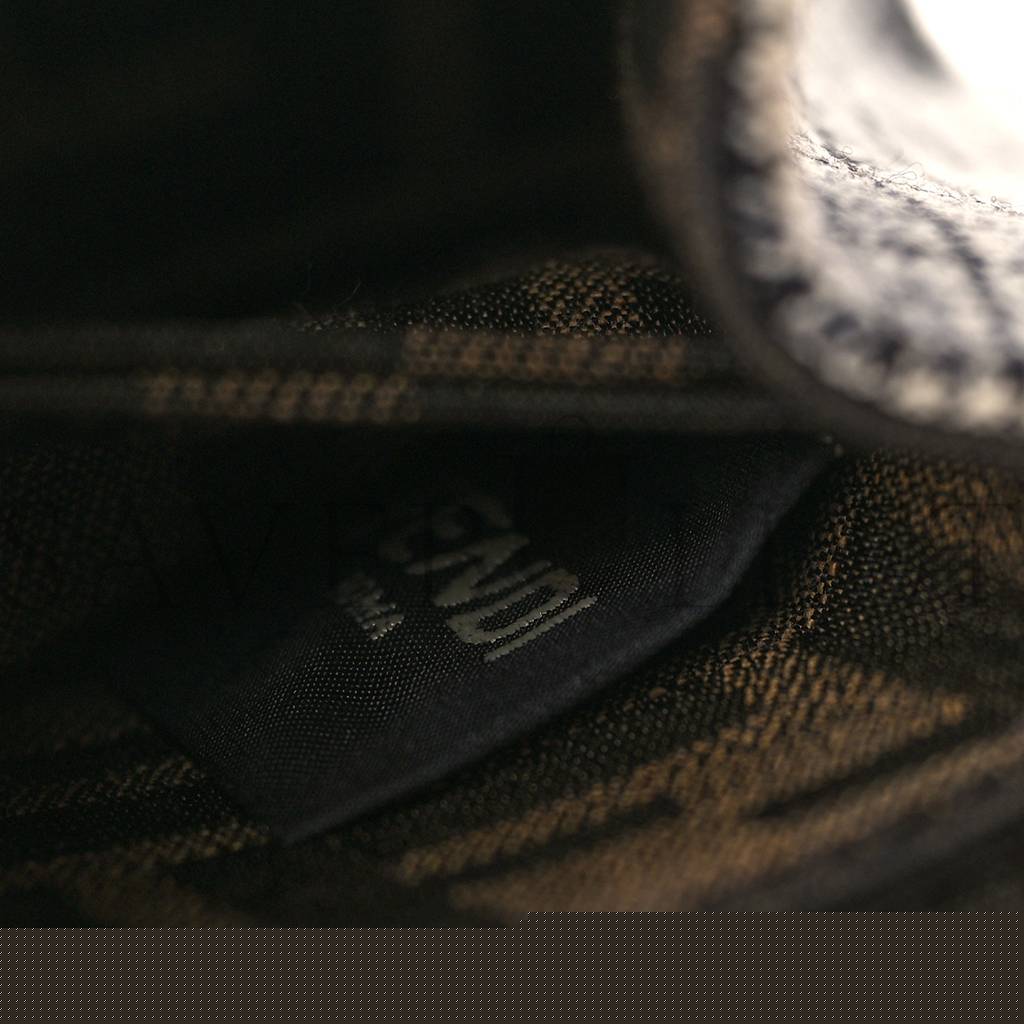 F**di wool fabric jacquard cuoio houndstooth ff 1974 petite peekaboo i see u satchel grey black (20*15*11cm)