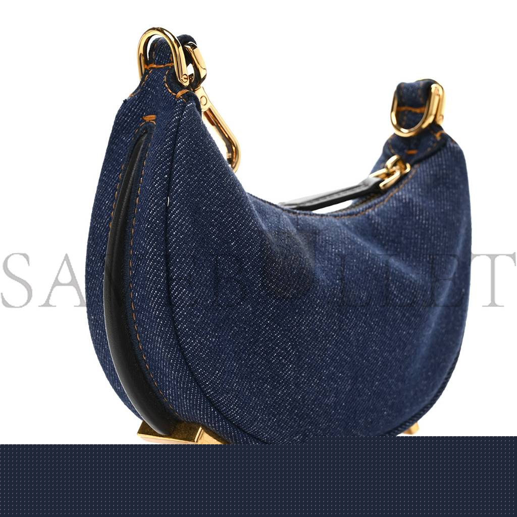 F**di denim shiny nappa nano F**digraphy hobo charm blue moro (16*10*5cm)