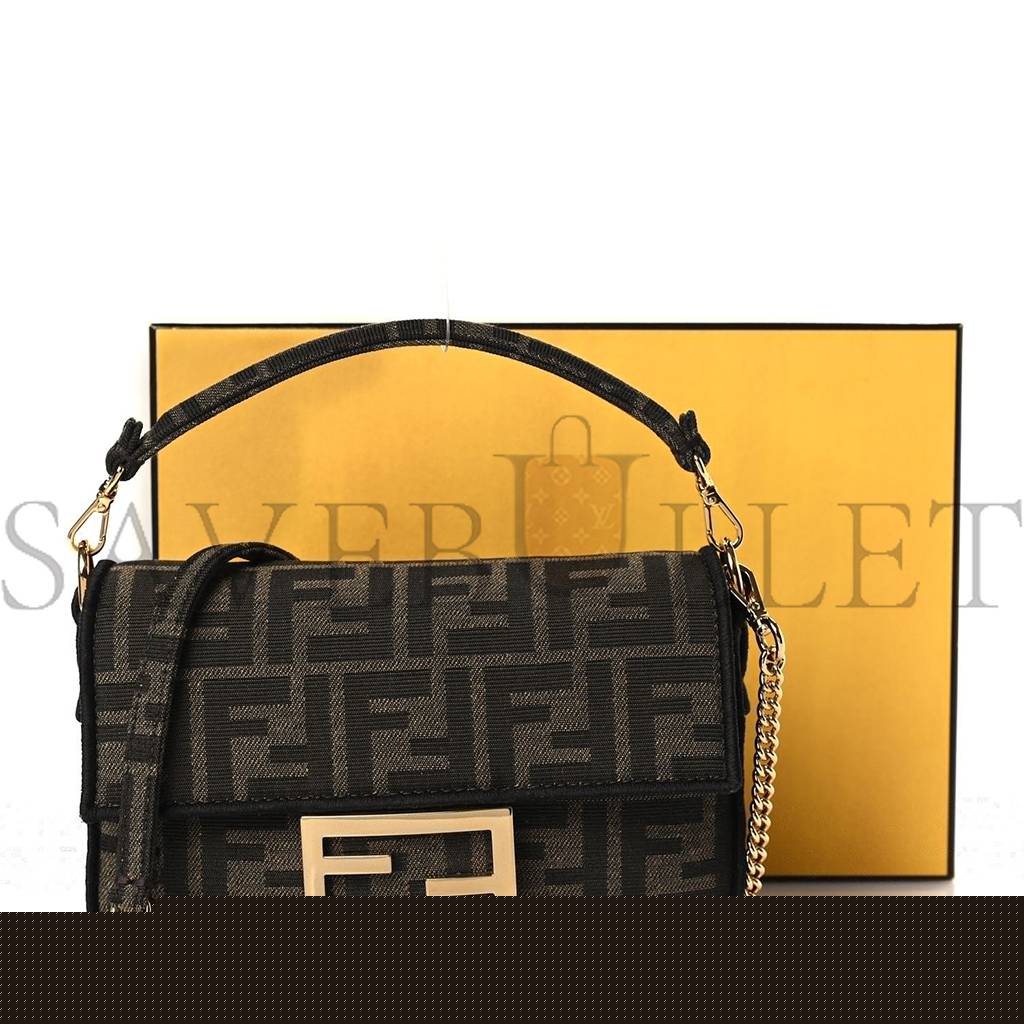 F**di fabric jacquard ff 1974 mini baguette tobacco moro black (19*11*5cm)