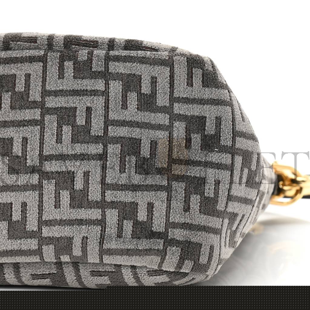 F**di chenille vitello seta plexiglass ff F**di o'lock zipper anthracite asfalto (35*23*14cm)