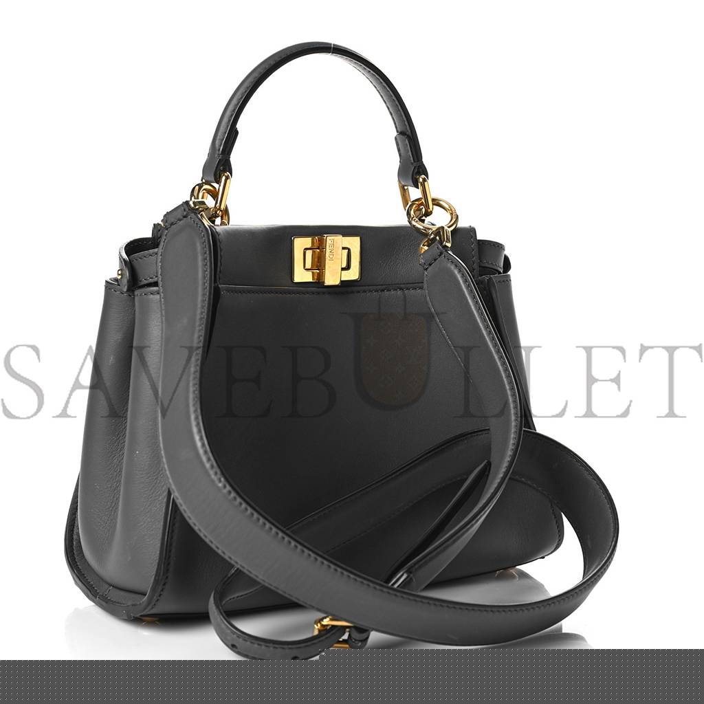 F**di vitello seta chenille ff mini peekaboo iconic satchel anthracite asfalto (23*17*11cm)